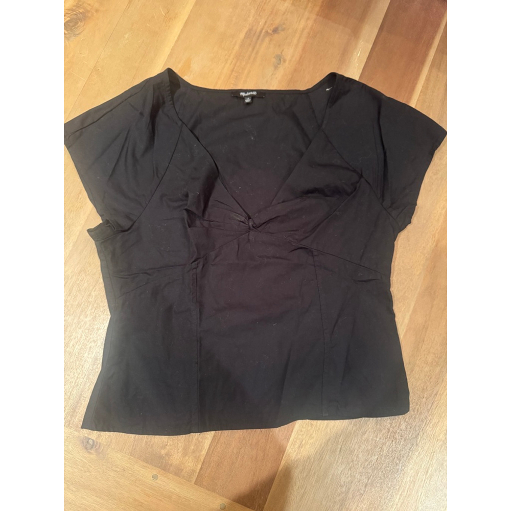 Madewell Black Short Sleeve V Neck Top Women's Size 10